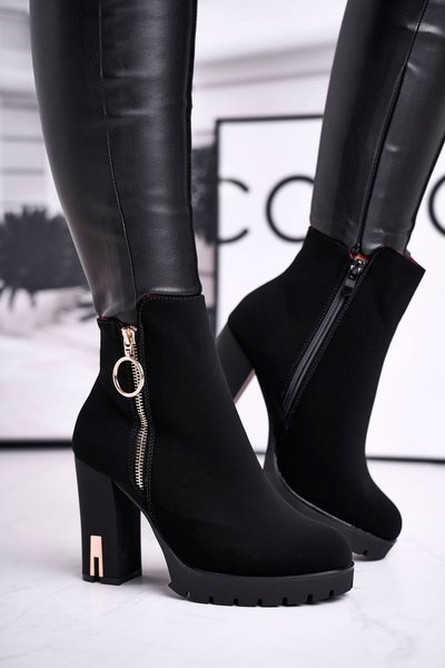 Dámské Kotníkové Boty na podpatku Černé Yris