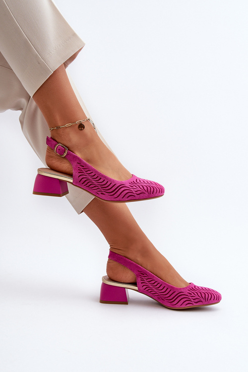 Topánky Na Podpätku S Kockou Fuksia Gemifa