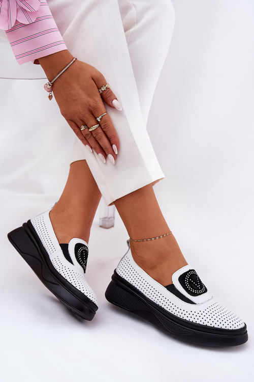 Dámské Kožené Mokasíny Na Platformě A Klínu Bílé Vinceza 79522