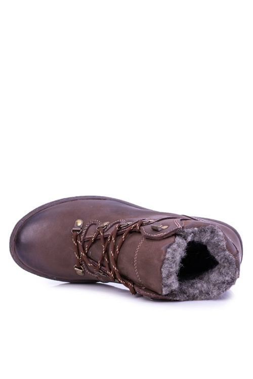 hnědé kožené pánské teplé boty Abelo