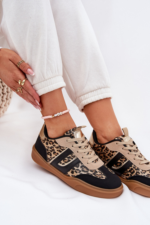 Dámske Tenisky Z Eko Kože Leopardie Čierne Satylies