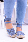 Dámské modre balleríny svázané s espadrilly Vasero