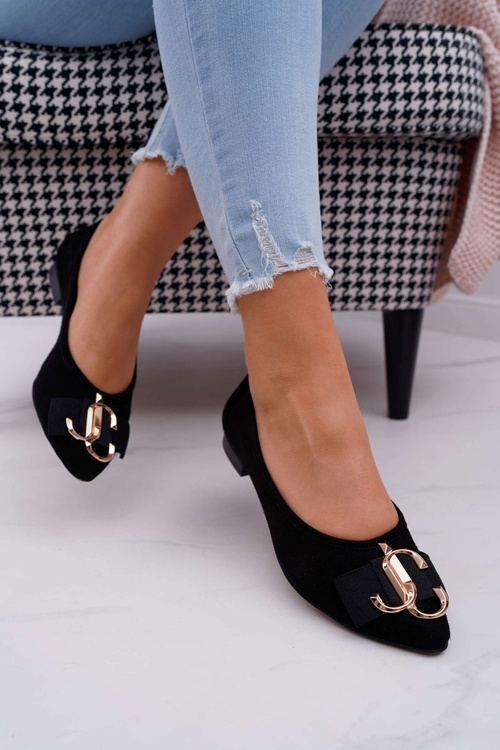 Dámske baleríny čierne semišové prístavy