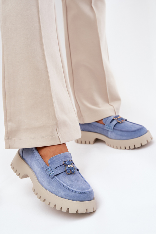 Dámské semišové mokasíny s přívěskem medvěda Vinceza 79533 Modré