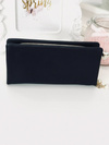 Large Women's Black Trendy Wallet Gold Zipper