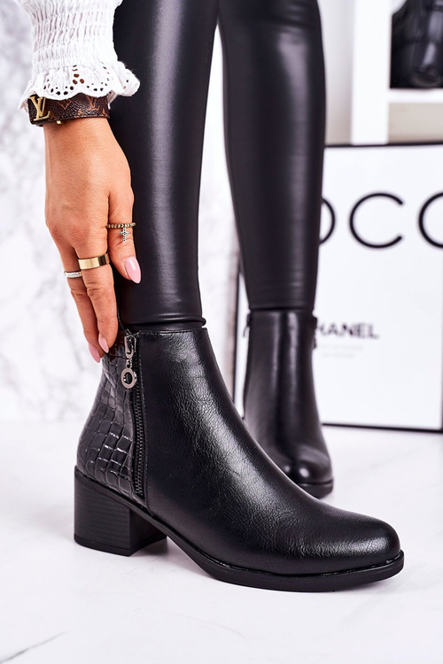 Dámské Izolované Boty Na Podpatku Zvířecí Tisk Černé Confidence