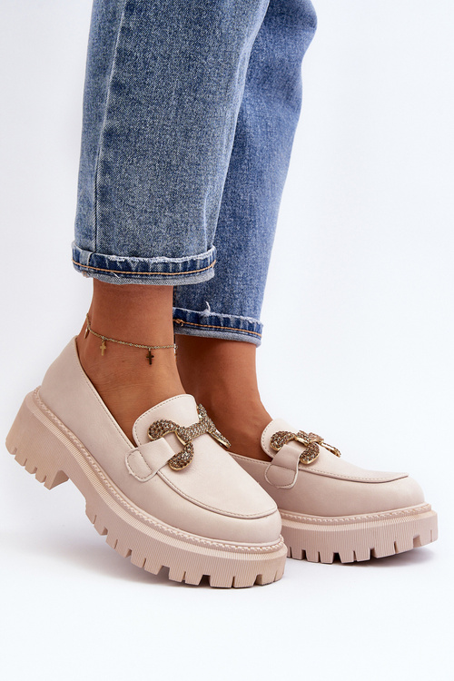 Dámské mokasíny s ozdobou světle béžové Gargi