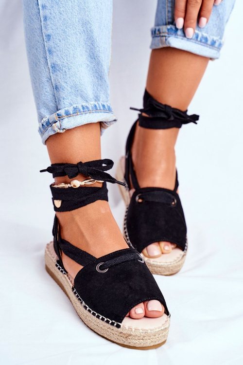Dámske espadrilly na platforme Čierna Monaz Linen