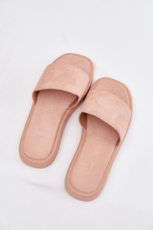 Dámské Pantofle Na Platformě Z Eko Semiše Špinavě Růžové Jorina