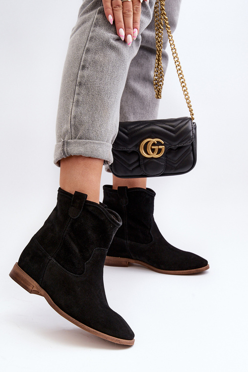 Zazoo 2326 Sametové Dámské Nazouvací Botky Černé