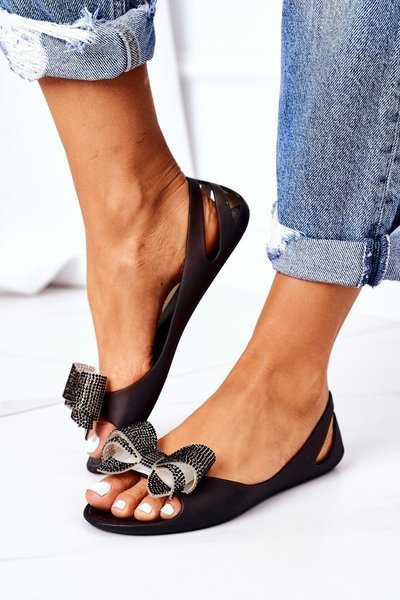 Meliski lu Boo Black Rubber Ballerinas