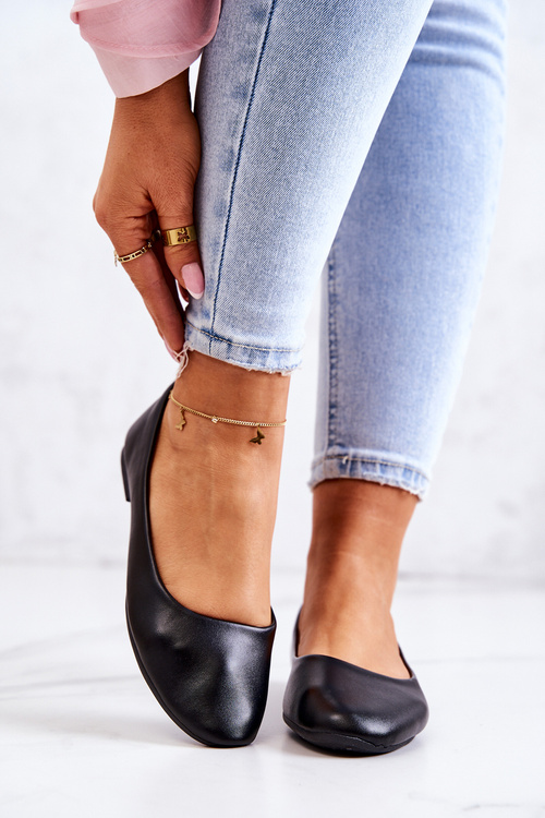 Čierne klasické kožené baletky Stacee
