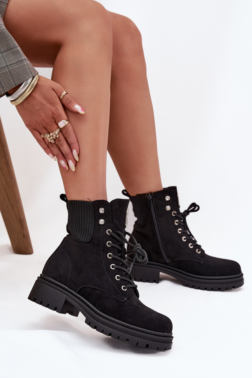 Dámske zimné workery s ozdobami Čierna Olivira