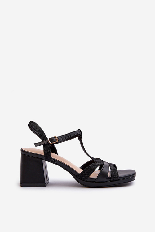 Dámské sandály na podpatku z ekokože černé Lyana