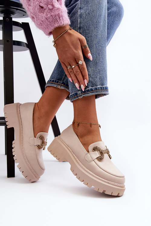 Dámské mokasíny s ozdobou světle béžové Gargi