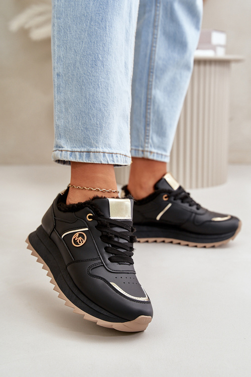 Dámské Sportovní Boty Zateplené Kožíškem Na Platformě Černé Lerisas