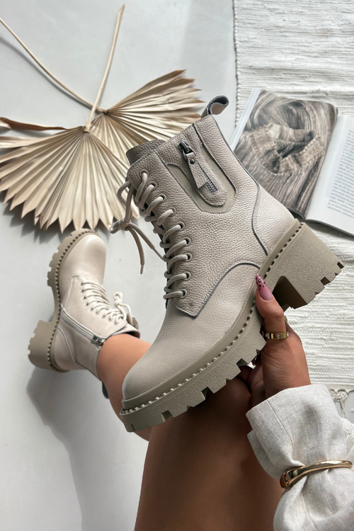 Kožené dámske členkové topánky na kocku Vinceza 86418 béžové