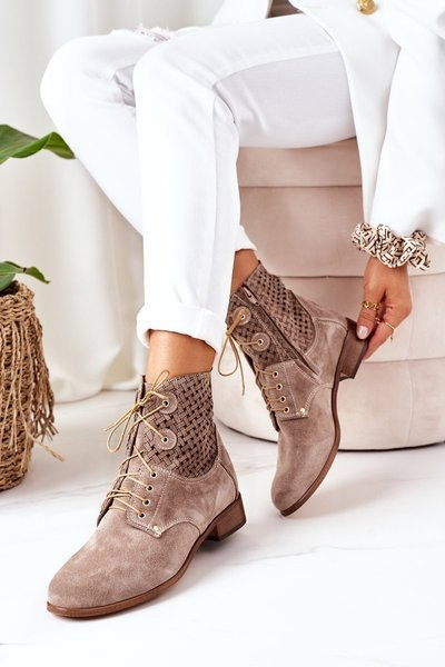 Semišové topánky s otvoreným vzorom cappuccino josie