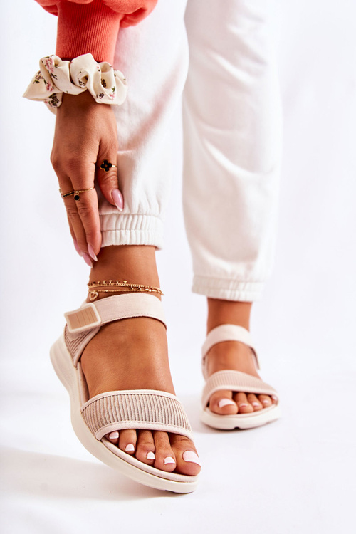 Dámské pohodlné sandály se suchým zipem béžová Sidney