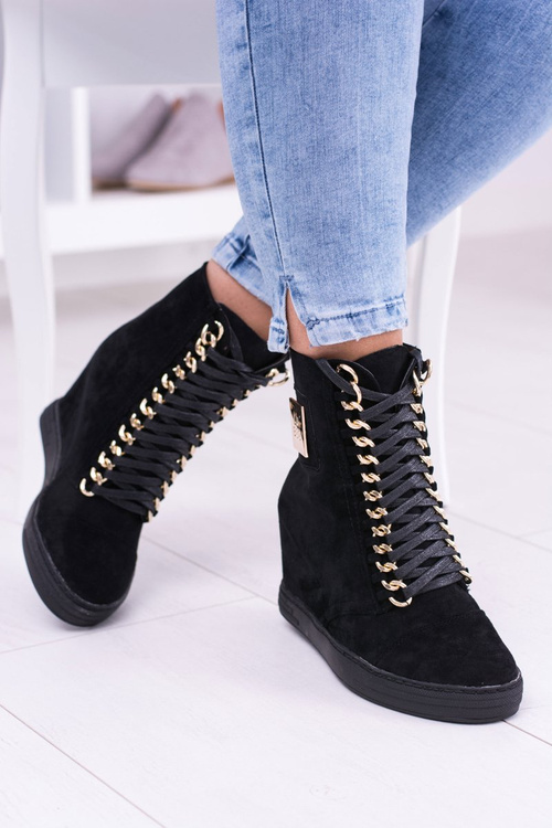 Dámská Obuv Sneakers Lu Boo Semišové Tenisky Černé Monica