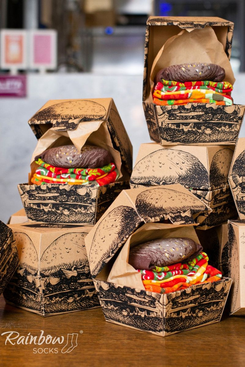 Dúhové ponožky hamburger vege 2 ponožky 2 páry