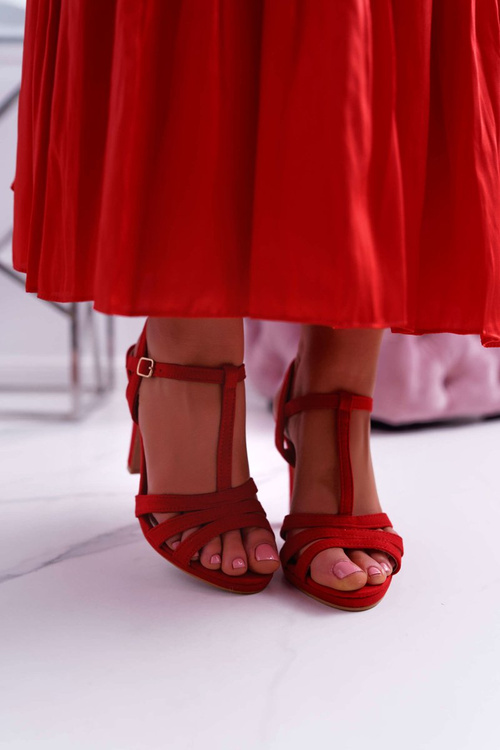 Dámska sandále semišová červená sila