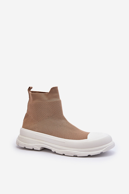 Dámske topánky so slip-on ponožkami hnedé Ilanae