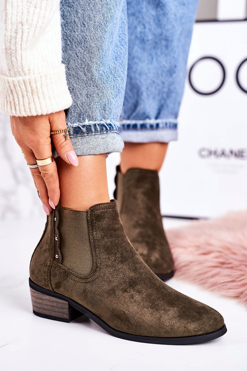 Dámské Klasické Chelsea Boty Semišové Tmavozelený Walker