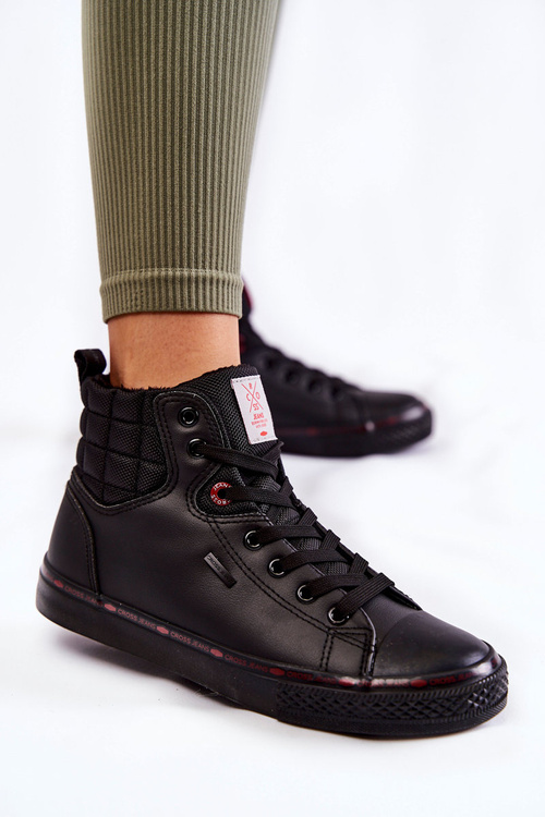 Dámske vysoké tenisky krížové džínsy KK2R4058C Čierne