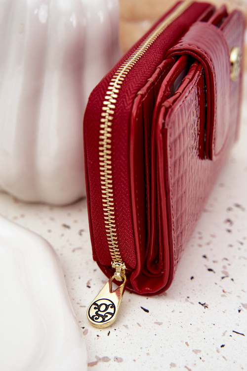 Lakovaný dámský peněženka s razbou Červený Rivonna