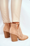 Dámske topánky na semišovom stĺpe Openwork Beige Shades