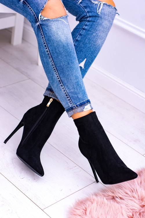 Lu Boo Black Suede topánky na vysokých podpätkoch Veneci