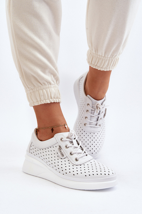 Dámské kožené sportovní tenisky bílé Brumia