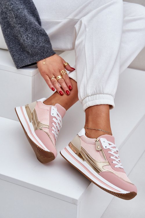 Dámské Lesklé Sportovní Boty Na Platformě Růžové Florefedi