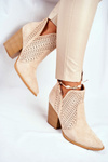 Dámské Kotníkové Boty Na Podpatku Semišové Světle Béžové Shades