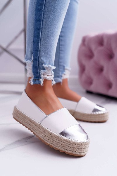 Espadrilles Dámska biela platforma Ringer