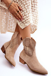 Dámské prolamované kovbojské boty Béžove Reeds