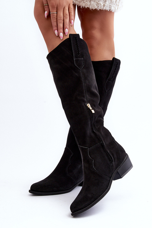 Zazoo 3427 Dámske Semišové Kozáčiky Cowboy Čierne