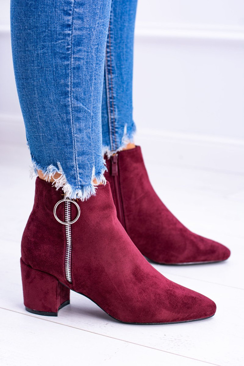 burgundské semišové boty na špičkách Jonnes