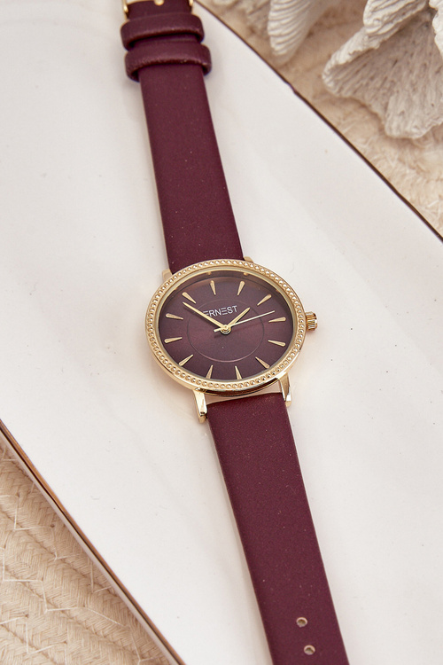 Hodinky Na Ekokoženom Páse Bez Niklu Fialové ERNEST E62155D