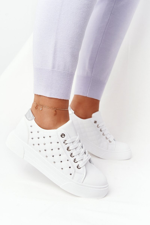 Dámske biele a strieborné tenisky