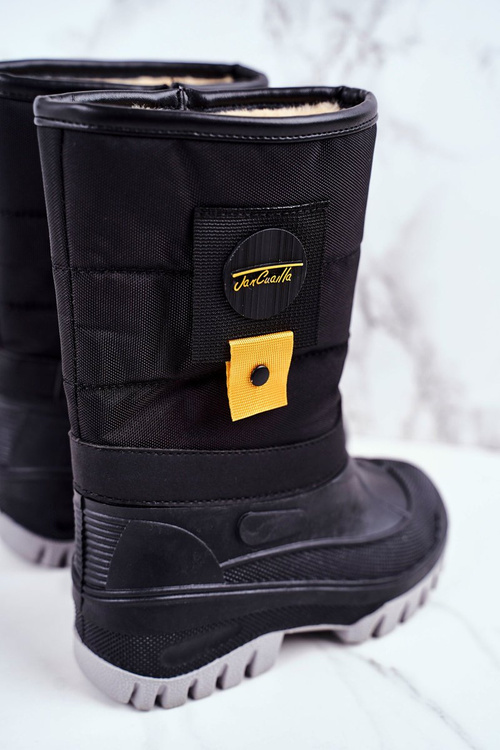 Dětské Sněhové Boty Izolované Kožešinou Černé Rubbi