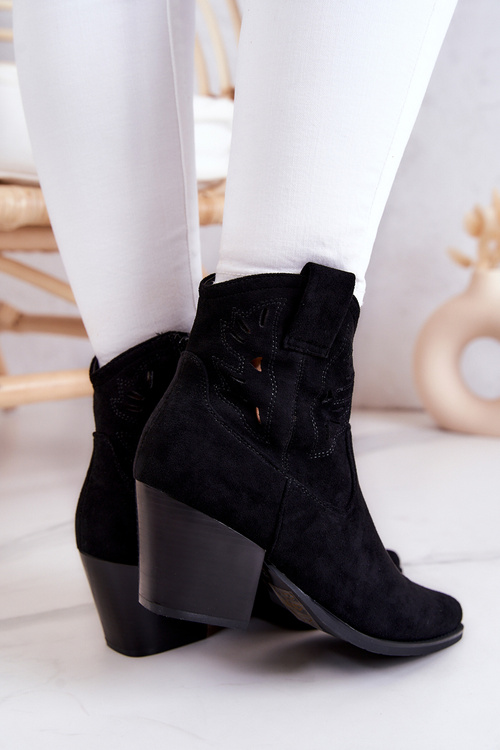 Semišové dámské kovbojské boty Černá Devon