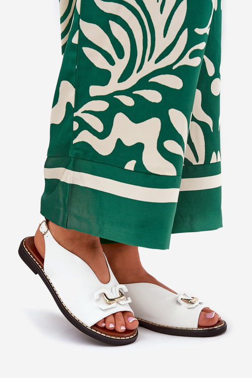 Sandal na Plochéj Päte S Dekoráciou Eko Koža Biele Tillireta