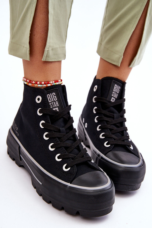 Vysoký Látkové tenisky na platformě Big Star LL274155 Černe