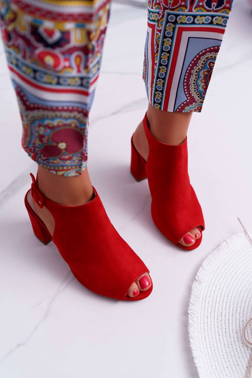 Dámské Sandály Na Podpatku Se Svrškem Peep Toe červené Esta