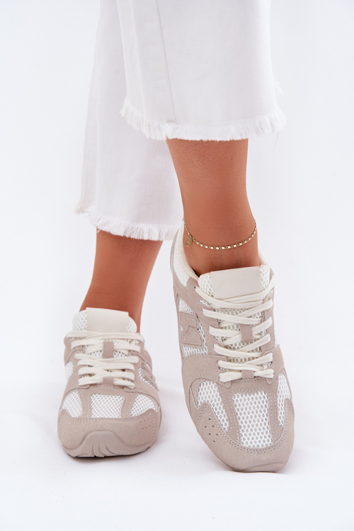 Dámske Športové Topánky Z Eko Semišu Bielo-Bežové Dorella