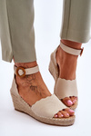 Kožené sandály na klínu Comfort Shoe Béžove Verola