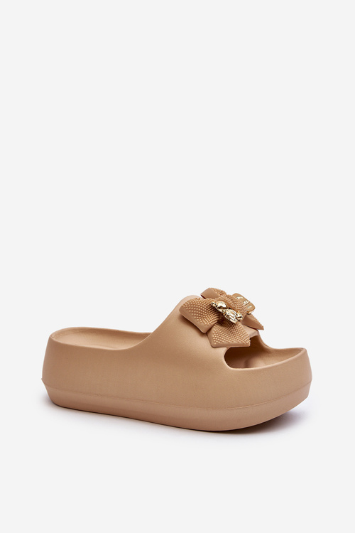 Dámske peny papuče s mašľou khaki Salessa