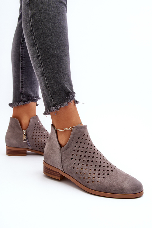 Nízke sivé dámske členkové topánky na plochom podpätku Janetris